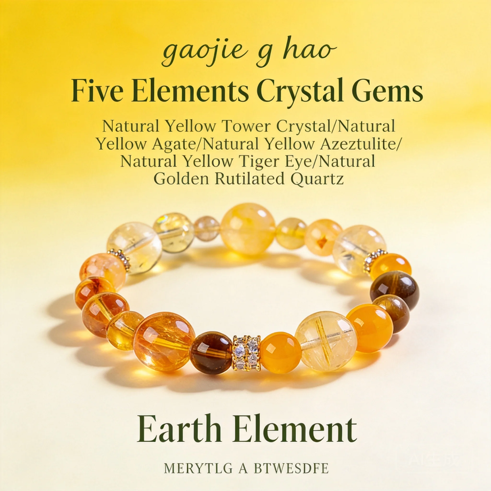 Perlenarmband für Damen 2026 Fünf-Elemente-Balance Schmuck im chinesischen Stil Natürlicher Citrin Achat Tigerauge Energiekristall Stretch