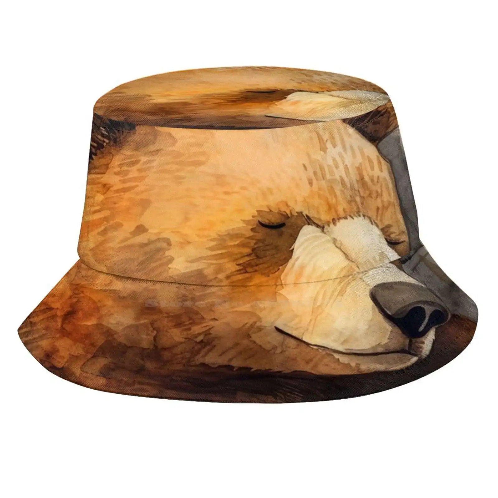 Bear Portrait Watercolor Art #Bear Sun Cap Fisherman Hat Bucket Hats Bears Animals Pets Watercolor Nature Bed Sleeping