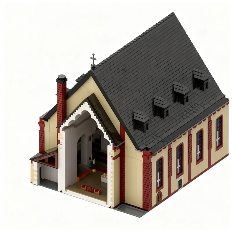 15272pcs MOC Modular Buildings CHARITY Kirche St Sebastian Modul 4 von 6 Hauptschiff Model Building Blocks Christmas Gift Kit