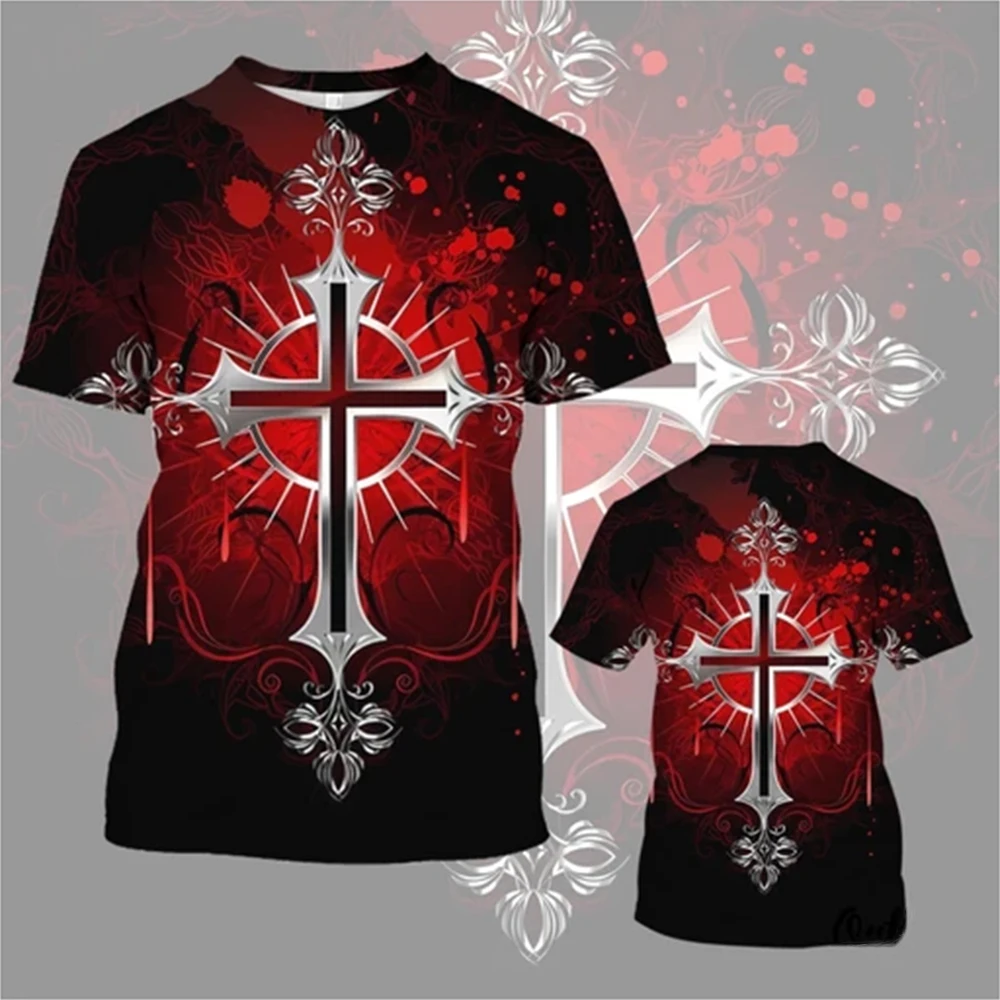 

Funny 3D Print Jesus Cross Pattern T-Shirt Summer Casual Pleasantly Cool T Shirt Fashiou Loose Short Sleeve New In Tops & Tees