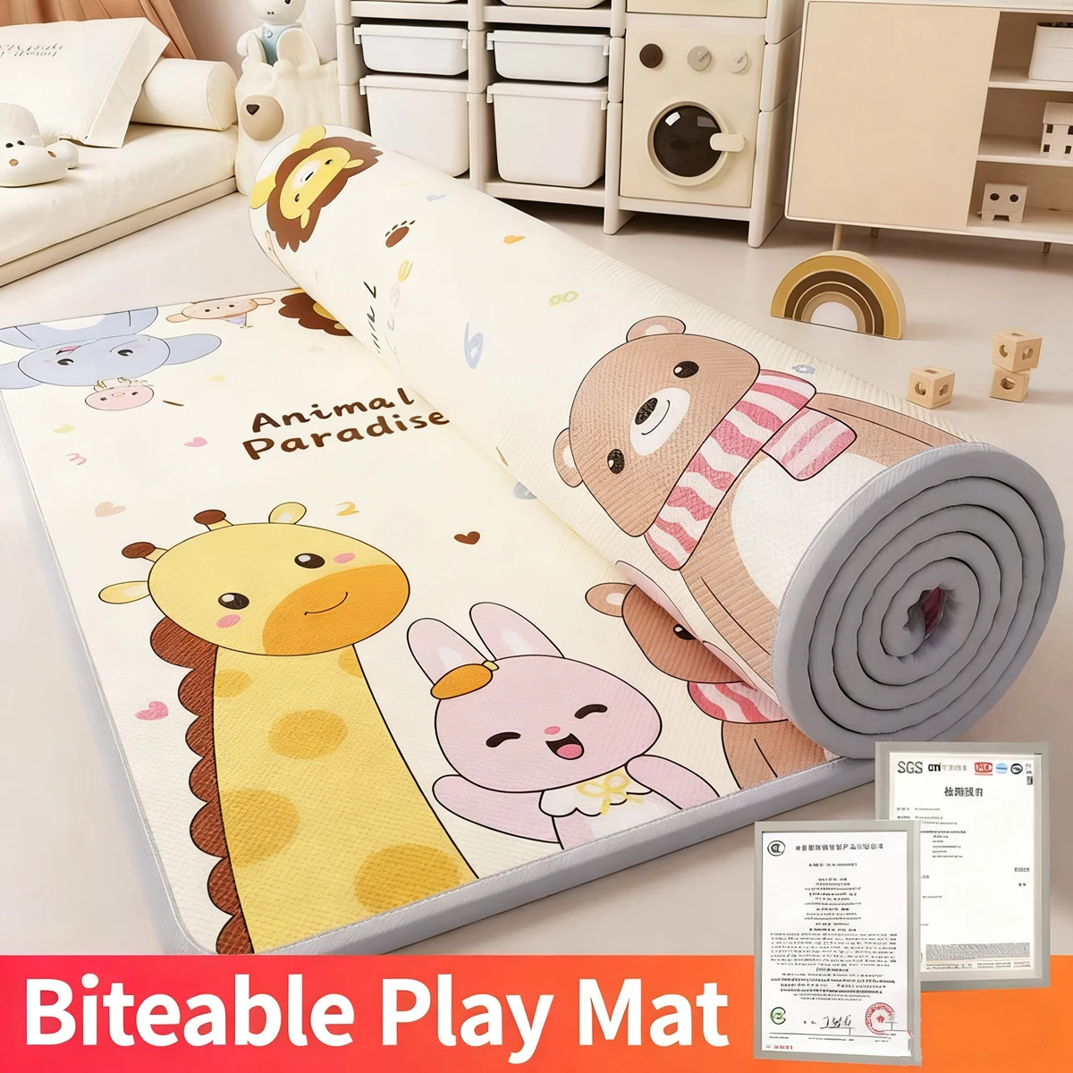Baby Play Mat Large Size Thick 1cm Giraffe Lion Puzzle Children's Mat Baby Climbing Pad Kids Rug Baby Game Mat Toys for Children