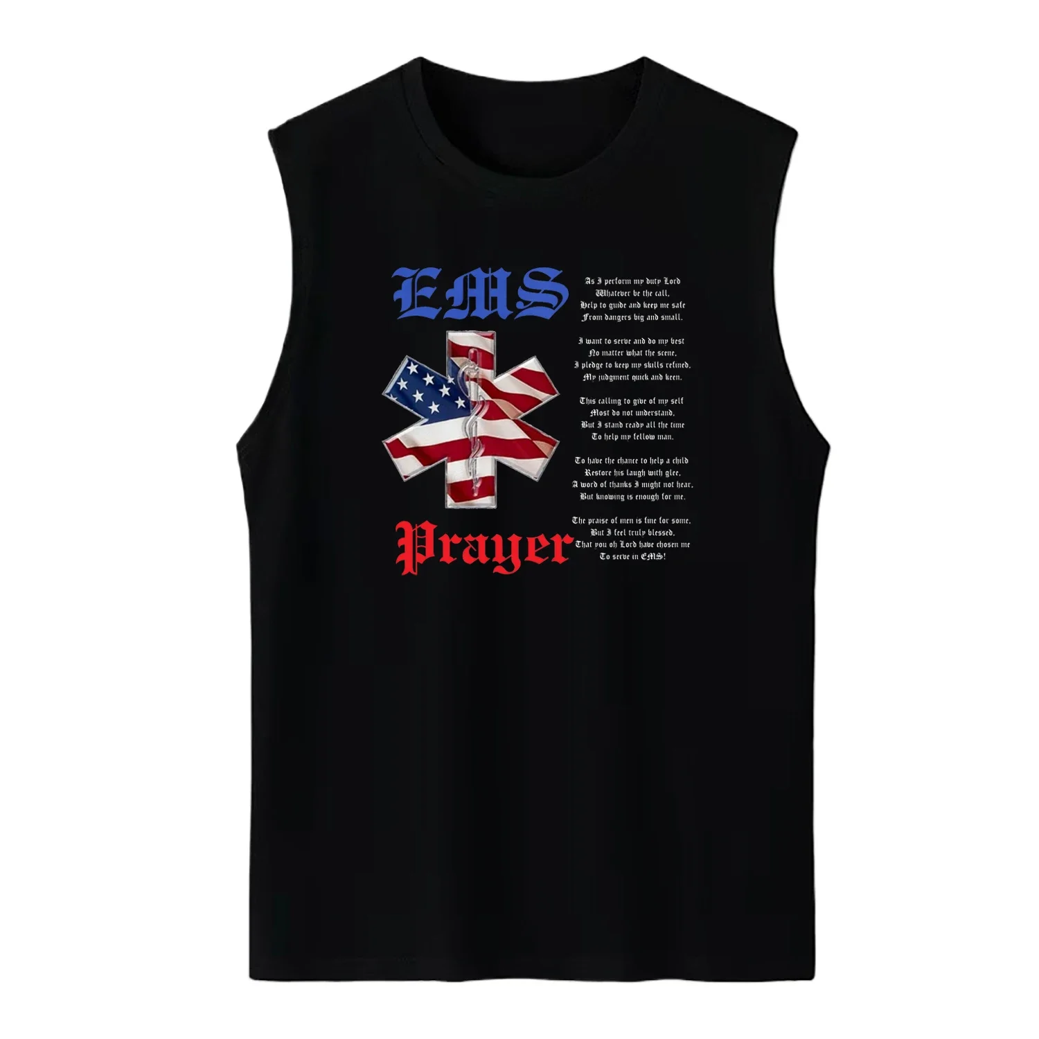 USA Flag Star of Life EMS Paramedic Prayer Tank Top 100% Cotton O-Neck Summer Casual Mens Vests Sleeveless T-shirt Streetwear