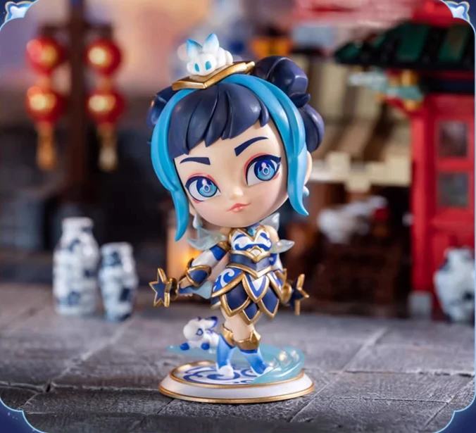 Originele Lol League Van Legendes Lux Blauw En Wit Porselein Q Versie Anime Actiefiguren Verzamelbare Ornamenten Model Speelgoed Cadeau