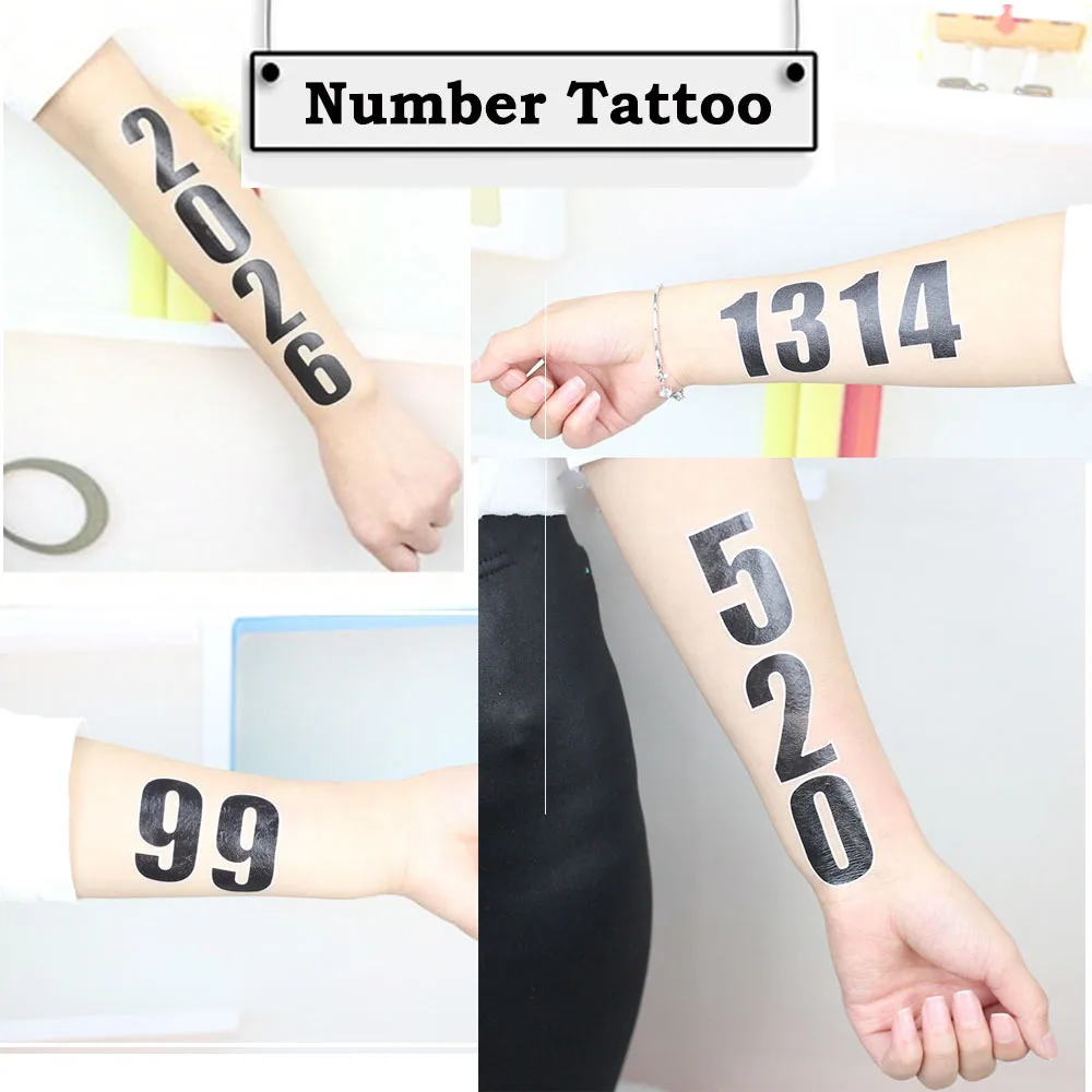Wholesales 100pcs Digital Number Temporary Tattoo Stickers Body Arm Face Tatoo Women Man Personality tattoos Sports & Party