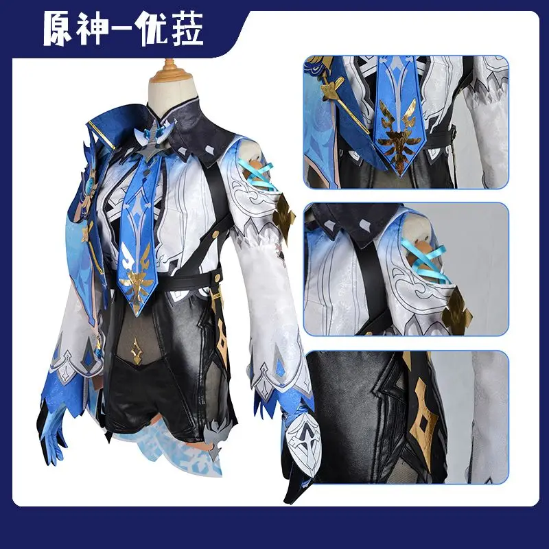 

Game Genshin Impact Eula Lawrence Cosplay Costume Wig Shoes Full Set Tight Sexy Uniform Christmas Carnival Party Game Cosplay Costume