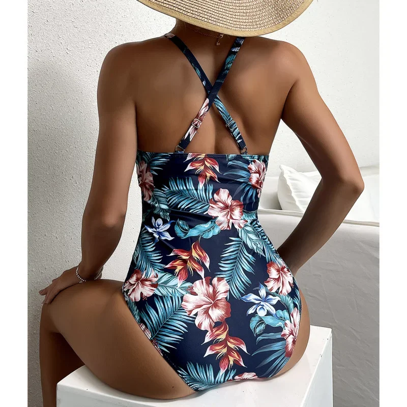 Women Swimsuit Sexy Floral Net One Piece Large s Closed Plus Size Swimwear Female Body Bathing Suit For Pool Beach  Swimming Sui