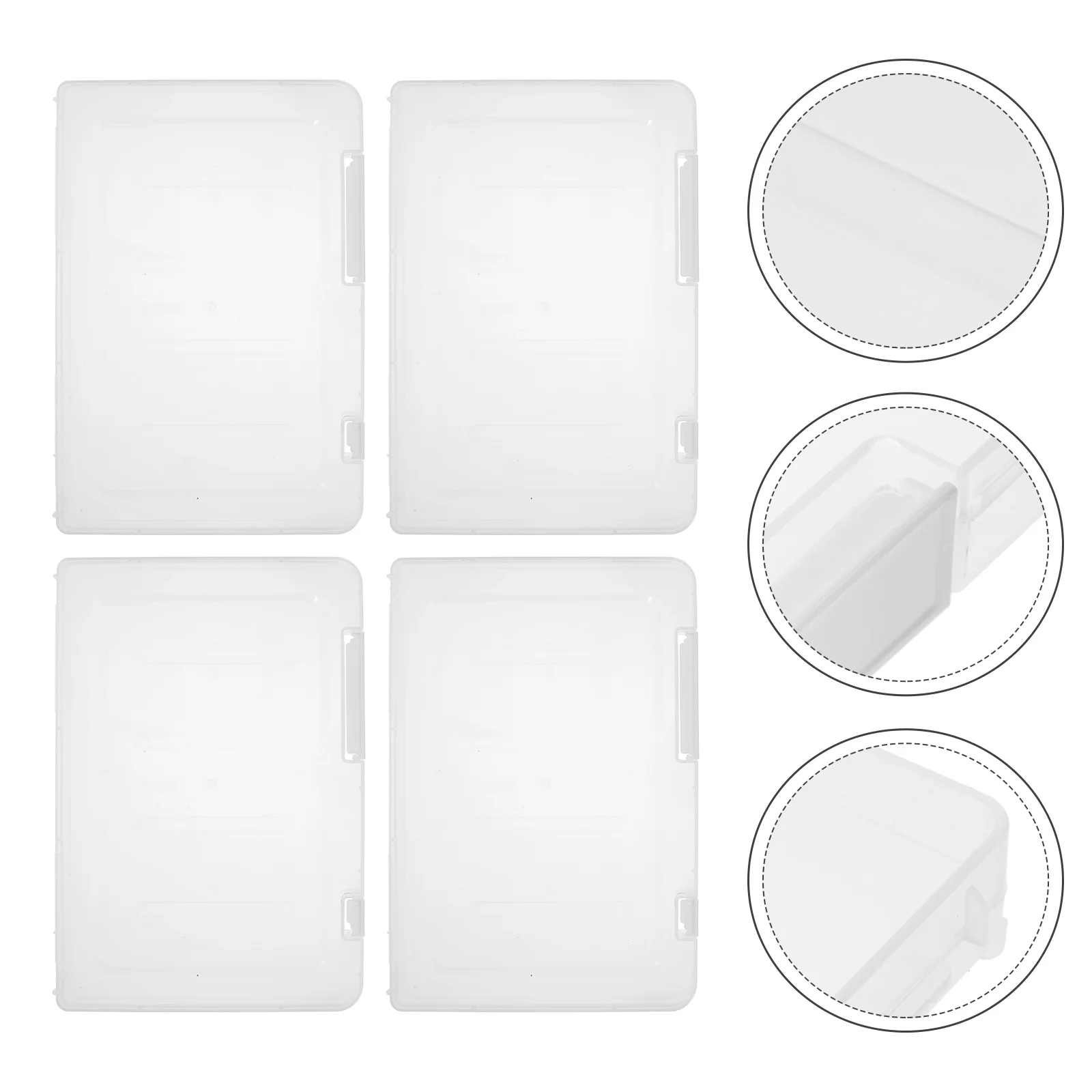 4pcs File Storage Box A5 Document Holder Portable Project Case White Lids PP Material Scrapbook Paper Magazine Protector Photo