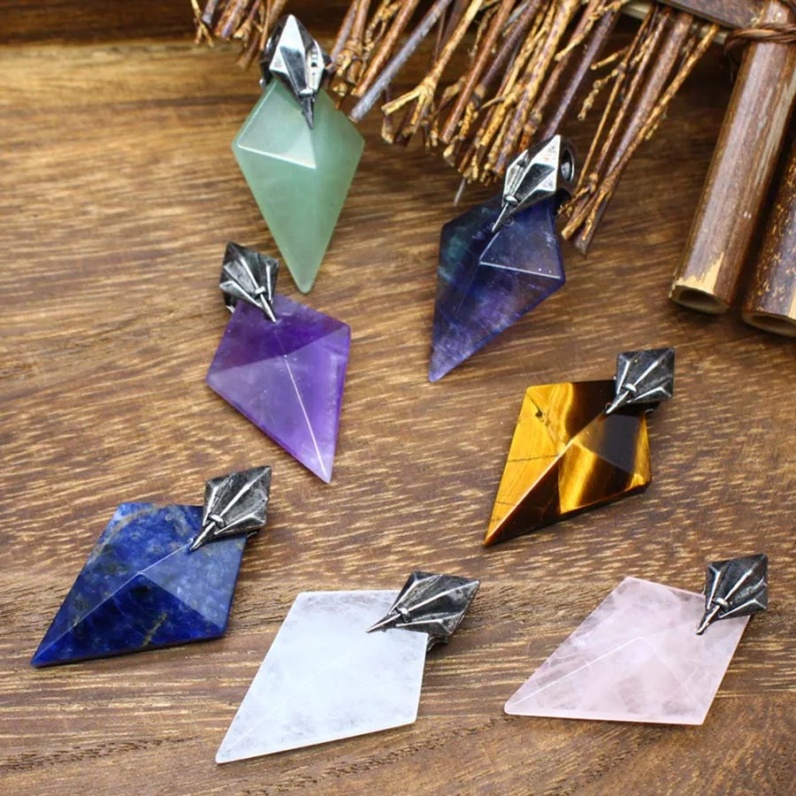 Charms Natural Healing Crystal Trident Stone Pendants For Women DIY Necklace Amethyst Rose Quartz Choice Men Jewelry Making