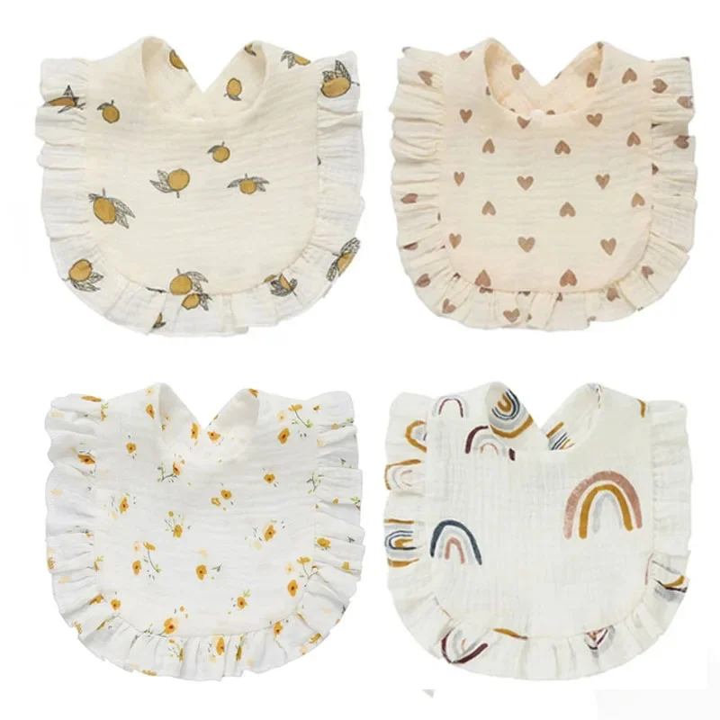 Newborn Bibs Infant Burp Cloths Baby Stuff Feeding Drool Bandana Saliva Towel Toddler Ruffle Floral Bib Baby Accessories