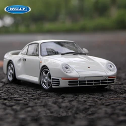 WELLY 1:24 Porsche 959 Alloy Sports Car Model Diecast Metal Toy Vehicles Car Model High Simulation Collection Childrens Toy Gift