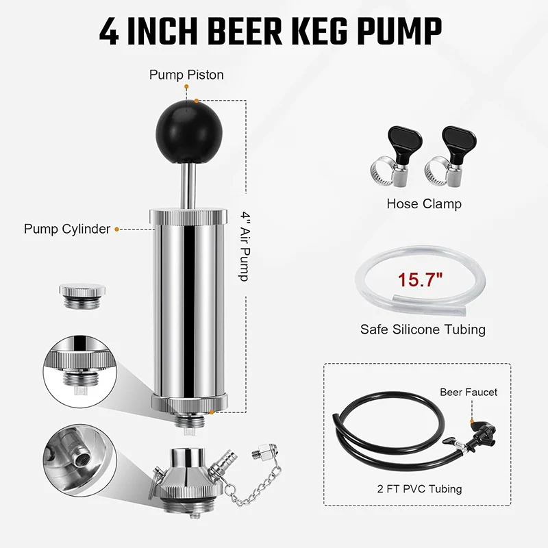 3.6L/5L Mini Keg Beer Growler with Party Pump Tap Dispenser,Portable Carbonation Brew Keg System for Homebrew Craft Beer,Camping