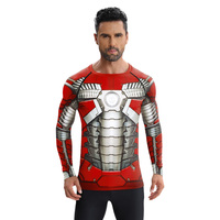 Men's Film Super Hero Tops Long Sleeve Tee Sports Compression Shirts Cosplay Armor Costumes Fitness Running Shirt for Men