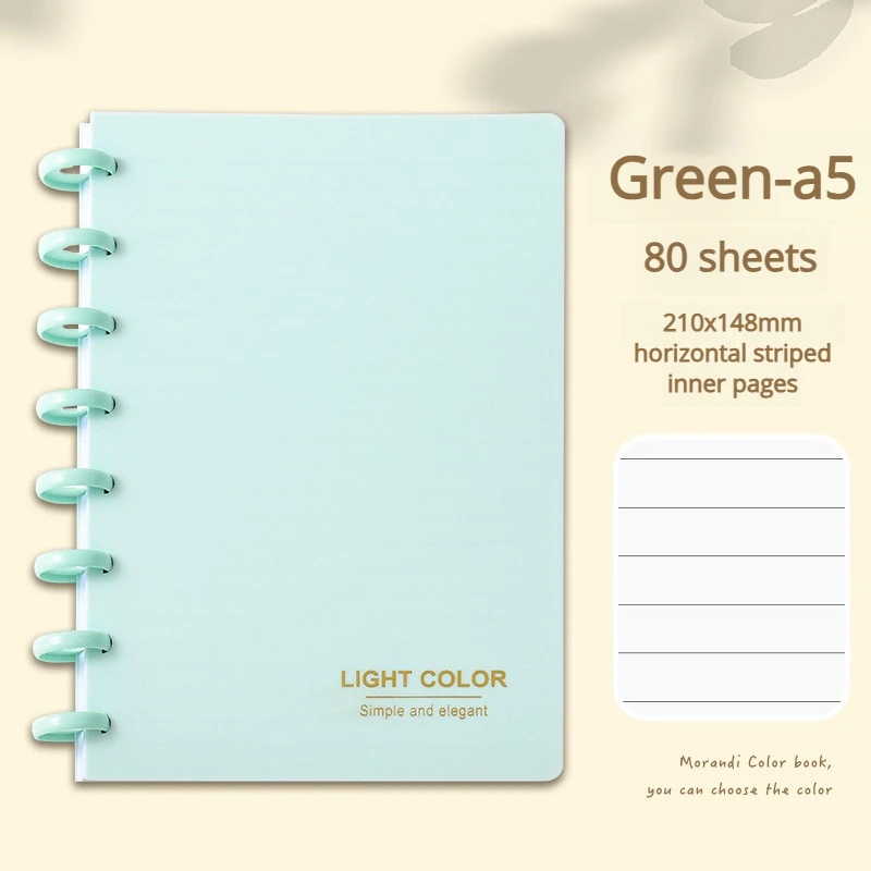 1er-Pack A5/B5 Minimalistisches, tragbares, abnehmbares Notizbuch mit Pilzklammer, ringgebundenes Notizbuch / Arbeit / Lernen / Tagebuch – Detail 10
