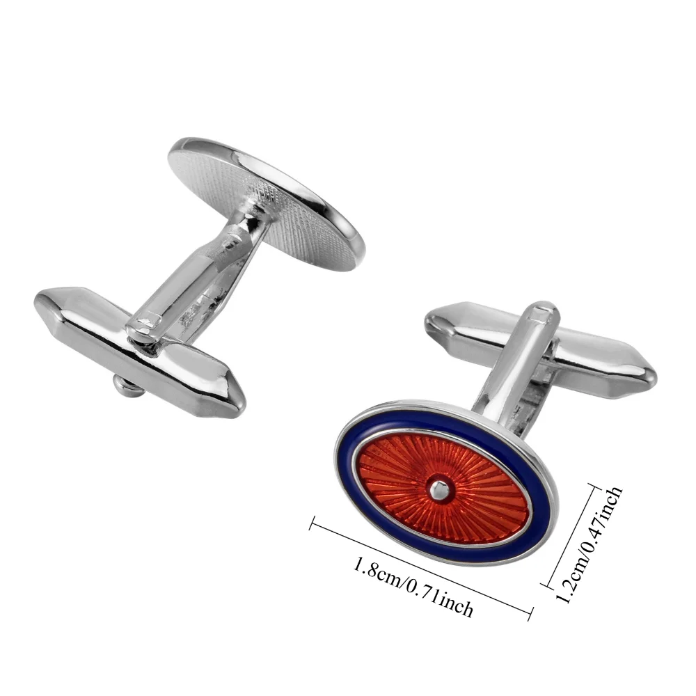 Elliptical Enamel Cufflinks with Contrasting Red Blue Colors Men's Business Formal Wear Cuff Accessory Suit Decoration Gift Item