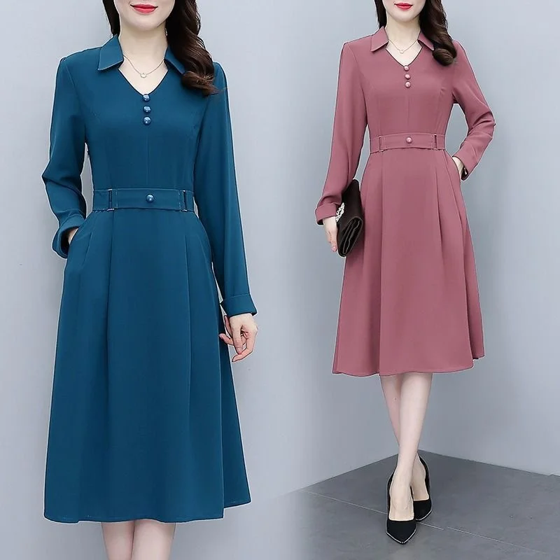 

Высококачественная женская юбка irt Dr Autumn New среднего возраста с талией M Hong Kong Sle 00% льняная длинная юбка трапециевидной формы с воротником све