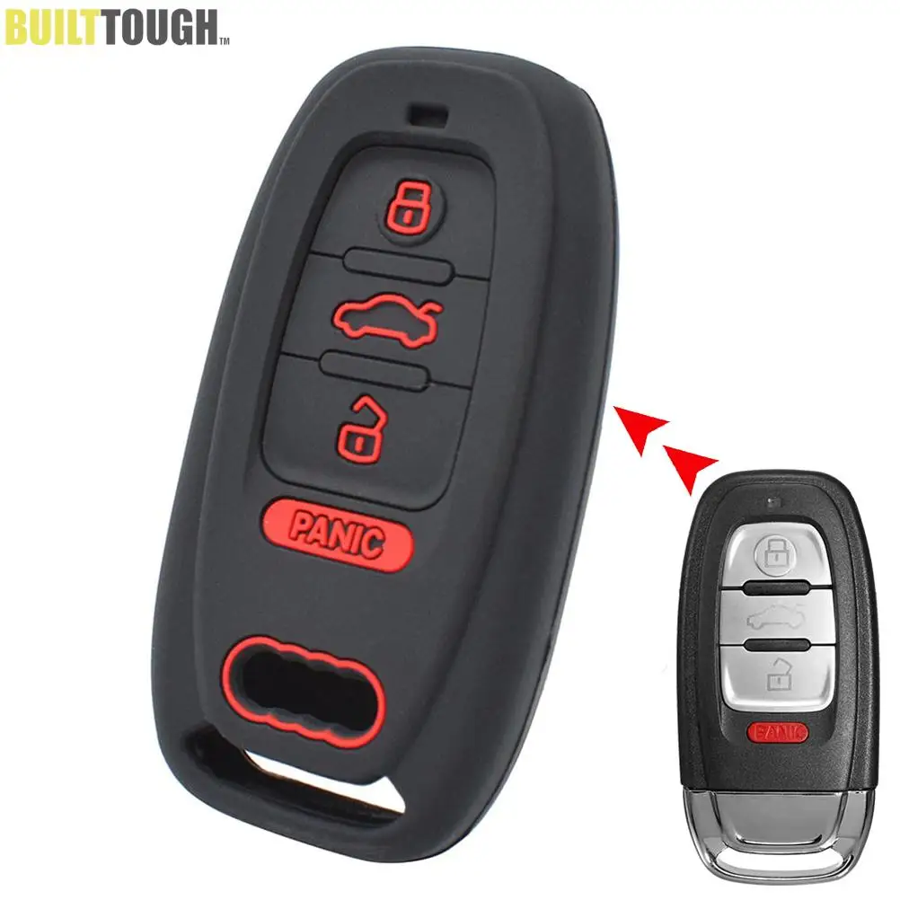 For Audi A3 A4 A5 A6 A7 A8 Q5 S4 S5 S6 2012 2011 2010 2019 2018 Car Key Chain Ring Case Cover Shell Protector 3 Button Silicone