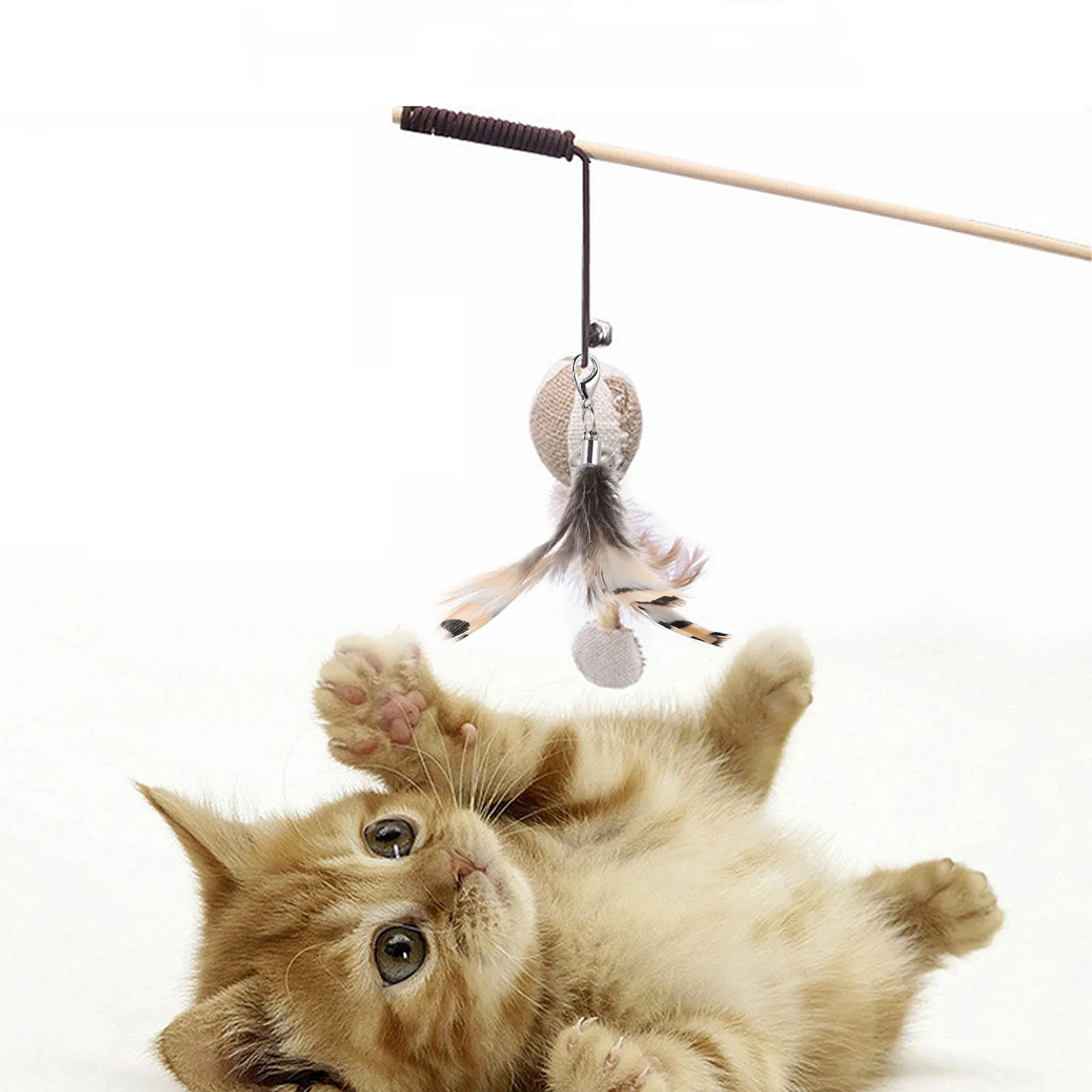 5Pcs Replacement Cat Teaser Heads Interactive Teasing Stick Attachments for Indoor Cats Energizing Playful Cat