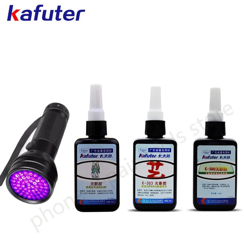 

Brand New Strong 50ml Kafuter UV Glue Curing Adhesive K-302 303 300 UV Curing Adhesive Crystal Glass and Metal ABS Bonding