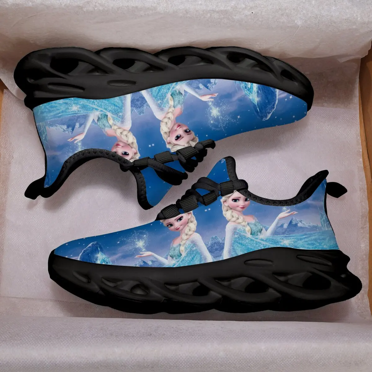 

Disney Casual Sneakers for Spring Girls Frozen Elsa Princess Print Shoes Children Lighted Non-slip Blue White Hello Kitty Shoes