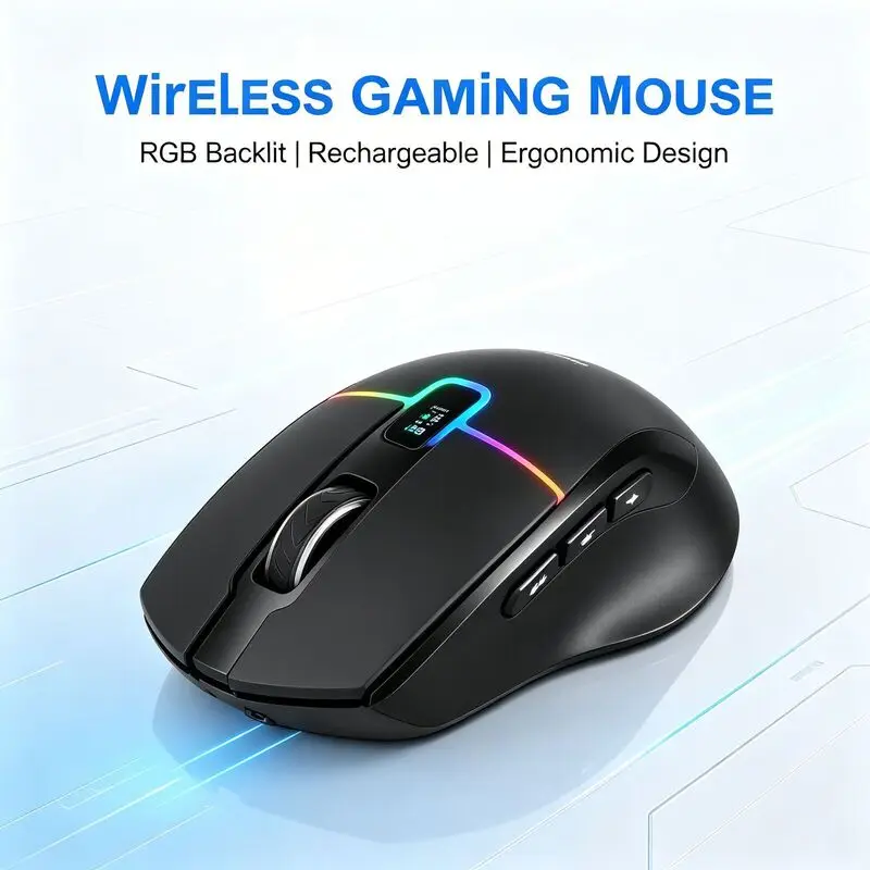 Rechargeable Dual Mode Mouse 2.4G Bluetooth Adjustable DPI 1200-6400 Ergonomic Mice 6D Keys Automatic Sleep Long Battery Life PC