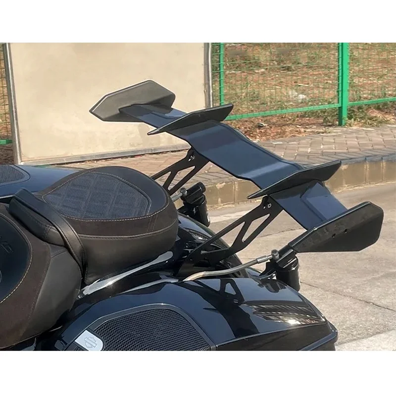 Bright Black ABS Plastic Rear Spoiler Tail Wing, Upper Splitter for Heavy Touring Bikes