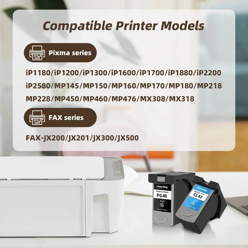 TONEY KING Ink Cartridge PG40 Cl41 For Canon PG 40 CL 41 XL Ink Cartridge For Canon Pixma MP160 MP140 MX300 iP1800 iP1200