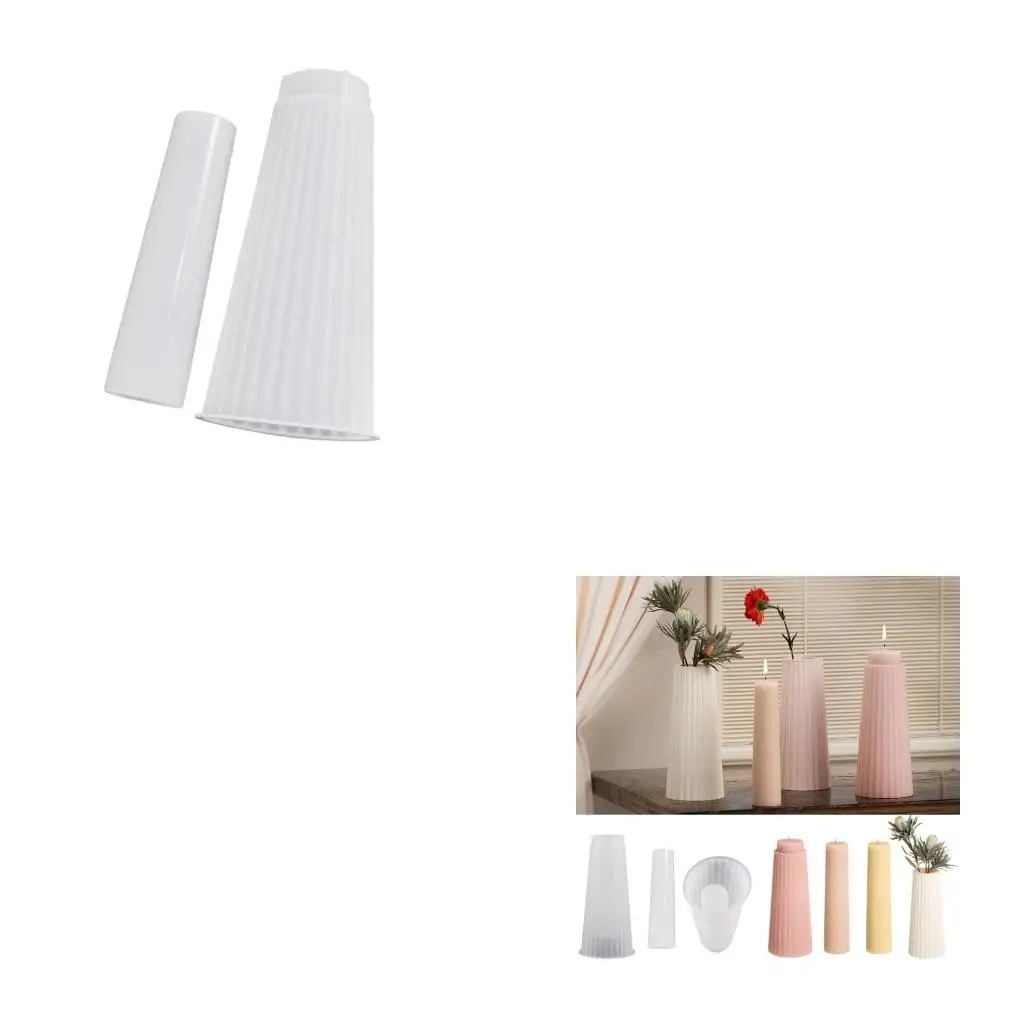 2 Pcs Striped Flower Vase Silicone Mold Dried Flower Container Resin Mold