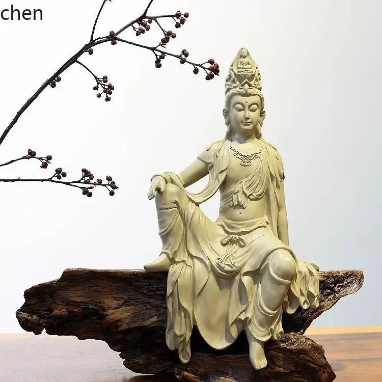 YY-home water moon guanyin bodhisattva living room entrance tea room bogu rack fish tank zen buddha statue ornaments