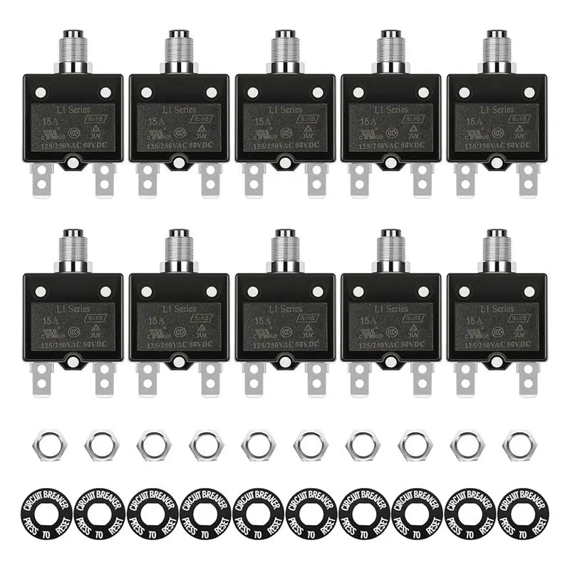 

-Нов, электрический выключатель на 15 А, 125/250 В переменного тока, 50 В постоянного тока, термосхема серии L1 с кнопкой ручного сброса L1-15A