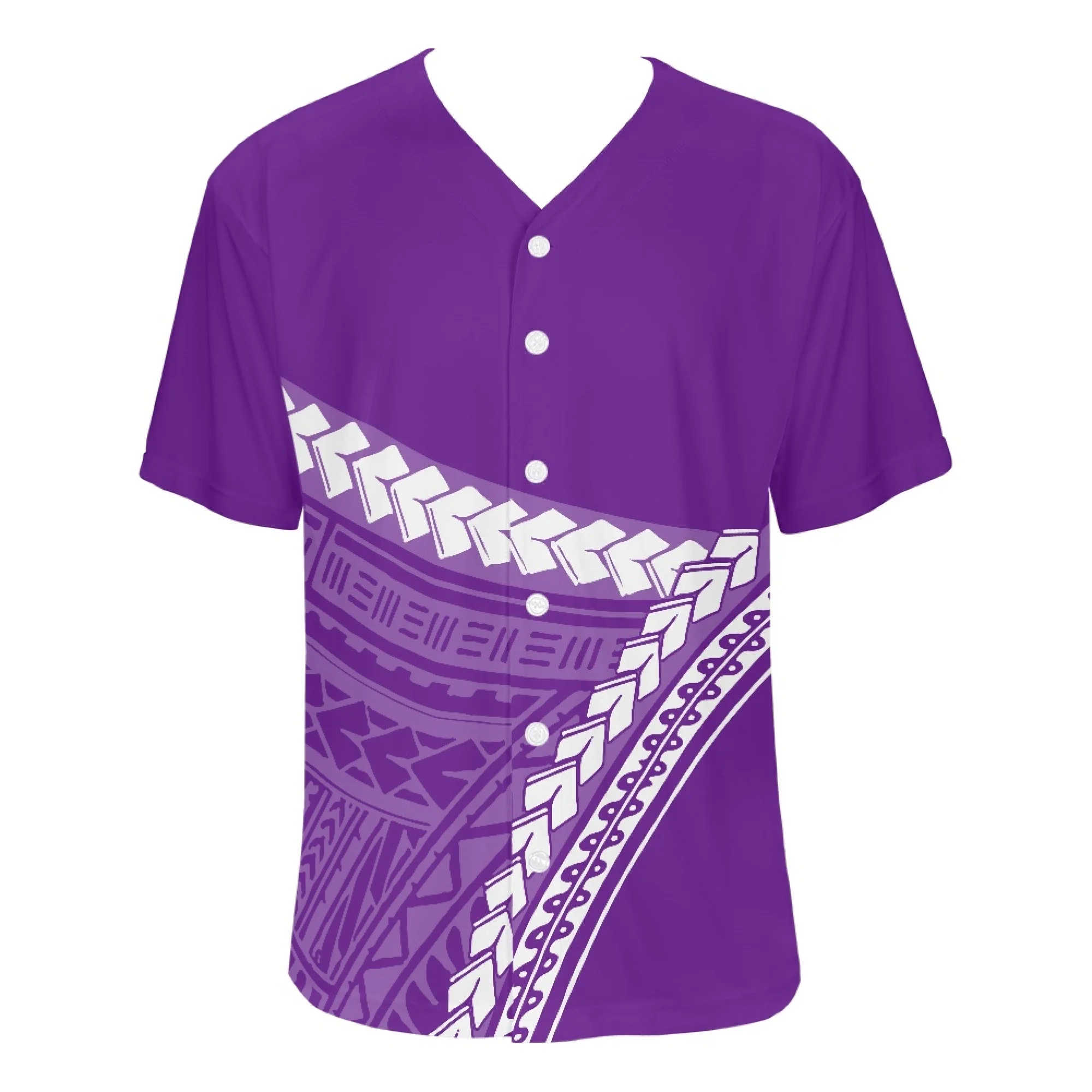 Samoan Style Baseball Uniform Polynesian Pattern Jersey Men's Summer Short Sleeve High Quality Quick Drying Fabric Custom Logo