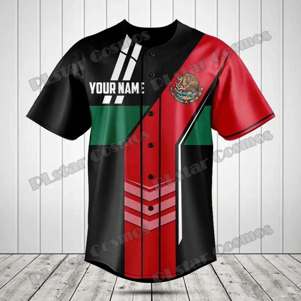 

Customize Name Mexico Flag & Coat Of Arms 3D Printed Fashion Men's Baseball Shirt Street Unisex Adult Baseball Jersey KZ01