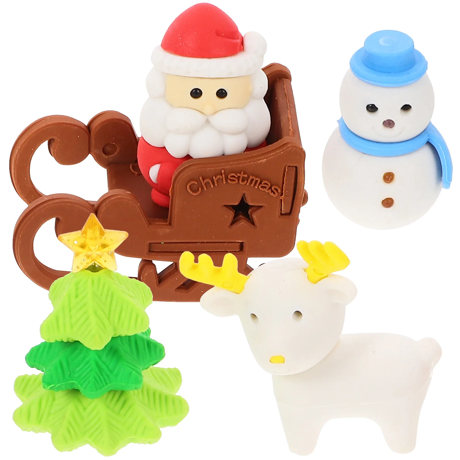 

12 PCS Christmas Gifts Santa Eraser Pencil Rubber Deer Student Students Kids Child