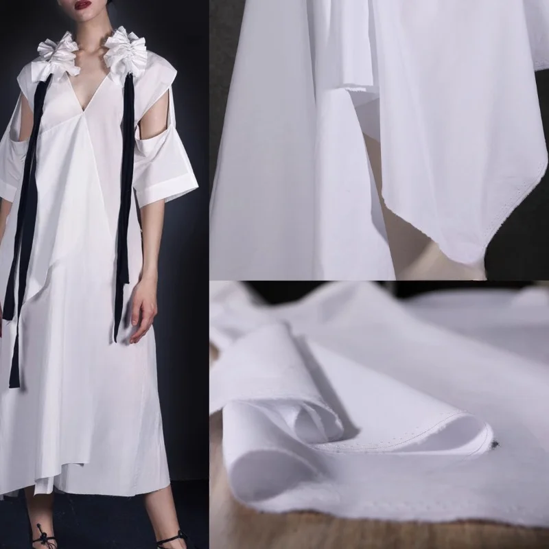 Silk White Shirt Fabric Vertical Cut Structure Japanese Style 40 Piece Shirt Dress Clothing Designer Fabric