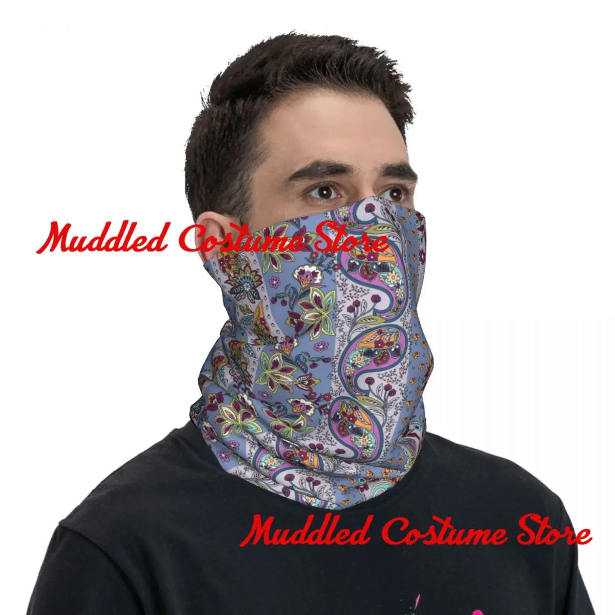 Franse Paisley Bloemen Kleurrijke Planten Bloemen Bandana Winter Halswarmer Heren Winddichte Wrap Gezichtssjaal voor Ski Gaiter Hoofdband