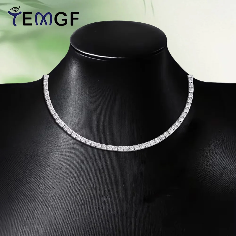 

TEMGF 2mm/3mm Zircon Chokers 925 Sterling Silver Adjustable Necklaces for Women Classic Elegant Fine Jewelry Date Birthday Gifts