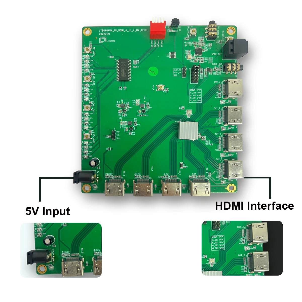 LT86404UX(Demo Board)-HDMI2.0   4 in 4 out switch，Digital Audio Output/Input