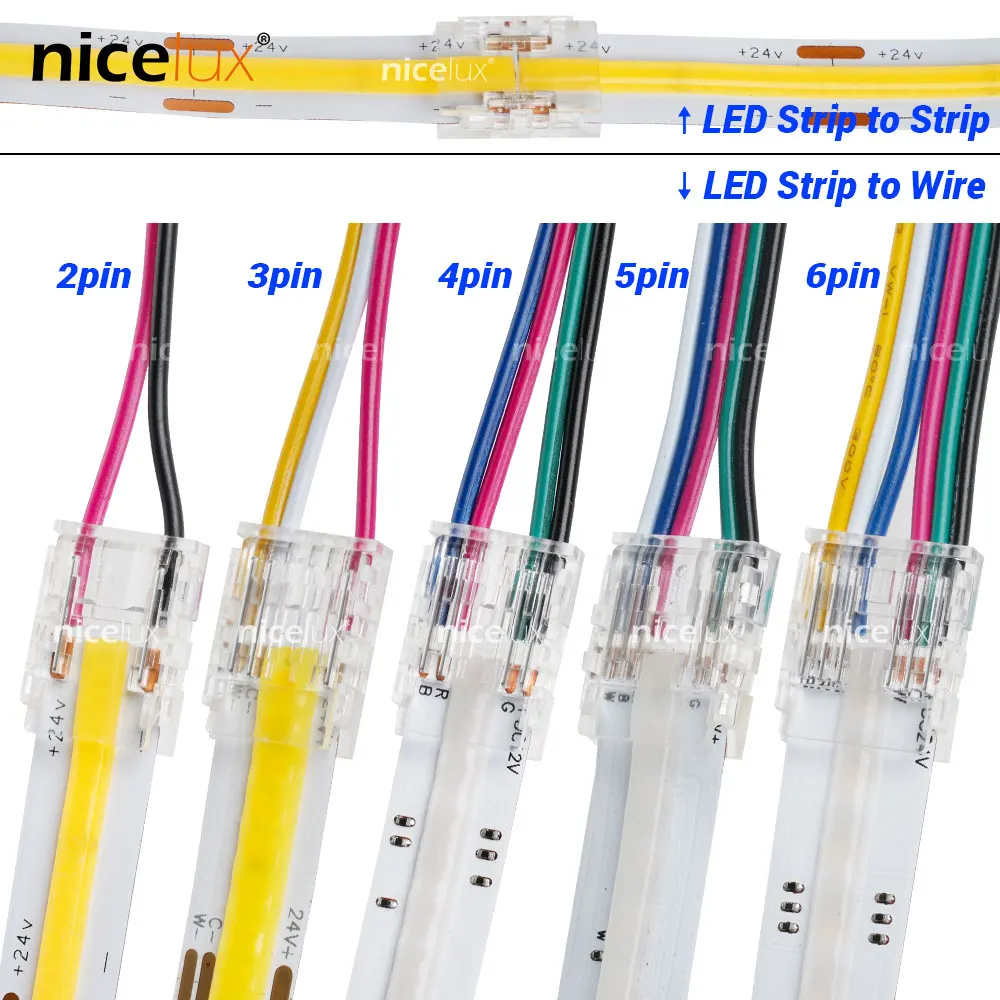 5pcs 2 3 4 5 6pin Connector Dual/Single Free Solder Connector Cable For Single Color CCT RGB RGBW RGBCCT LED Strip Light COB/SMD