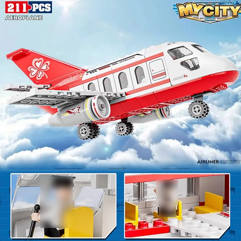 

Birthday Gift Building Blocks Airplane Aviation Model City Series Large Passenger Plane Airport Children's Boys Toys Assembly Blocks