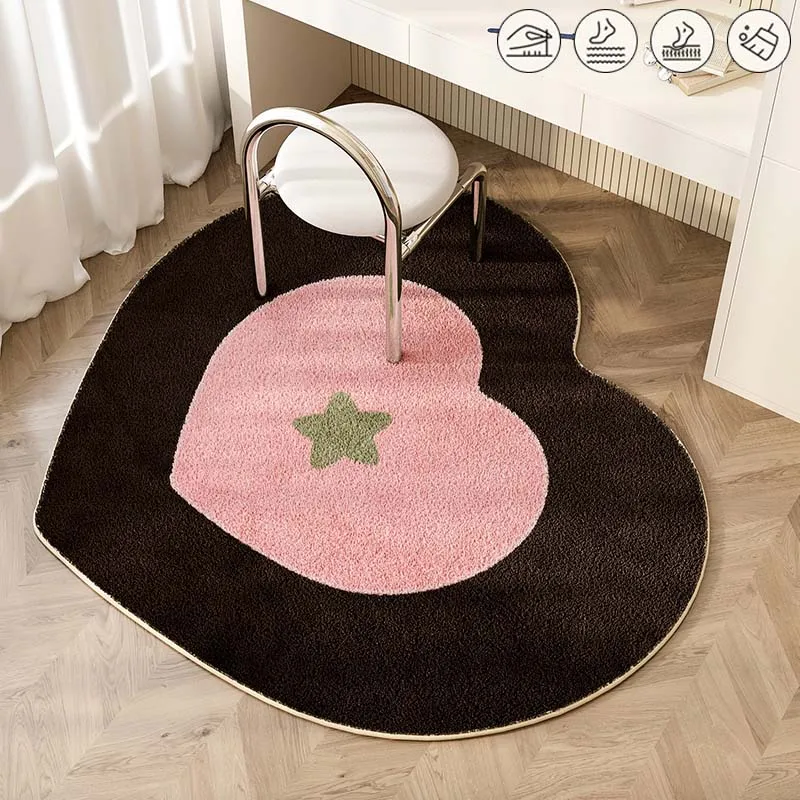 

Cute Cartoon Peach Living Room Round Carpets Soft Fluffy Children Bedroom Anti Slip Rugs Large Area Home Decoration Plush Mats