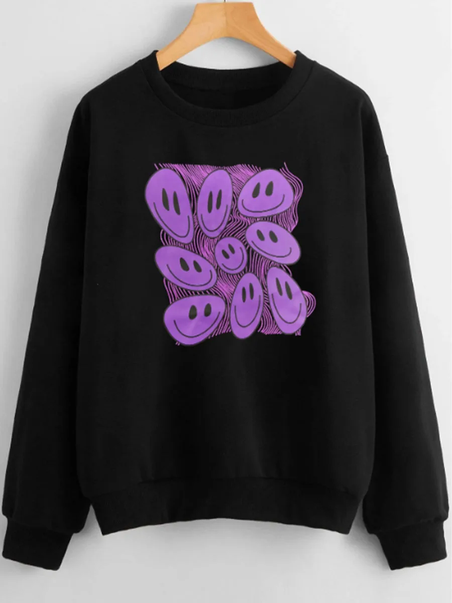 

New Plus Size Women's Clothing Spot Gothic Style European and American Printed Round Neck Loose Sweatshirt Long Sleeve Women