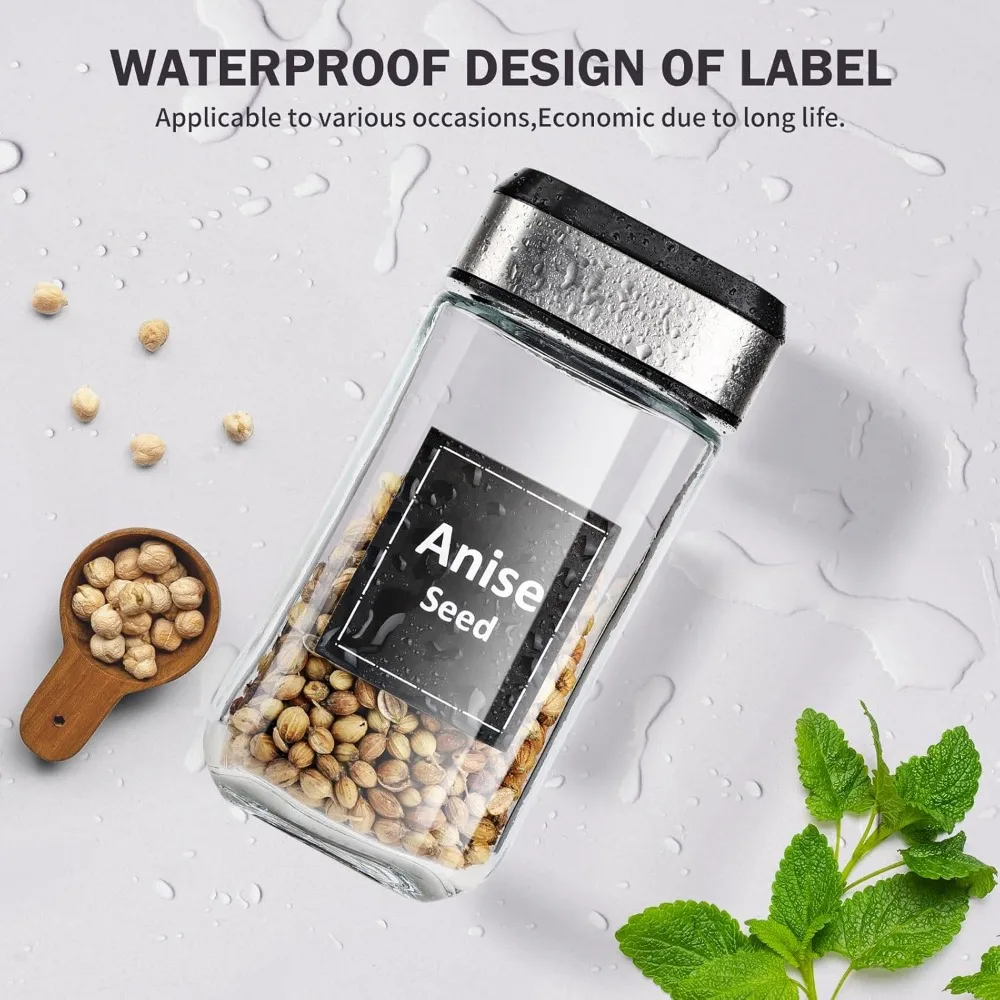 

Glass Spice Jars with Adjustable Stainless Steel Shaker Lids, 24 Pcs 3oz Empty Square Spice Bottles, Printed Labels