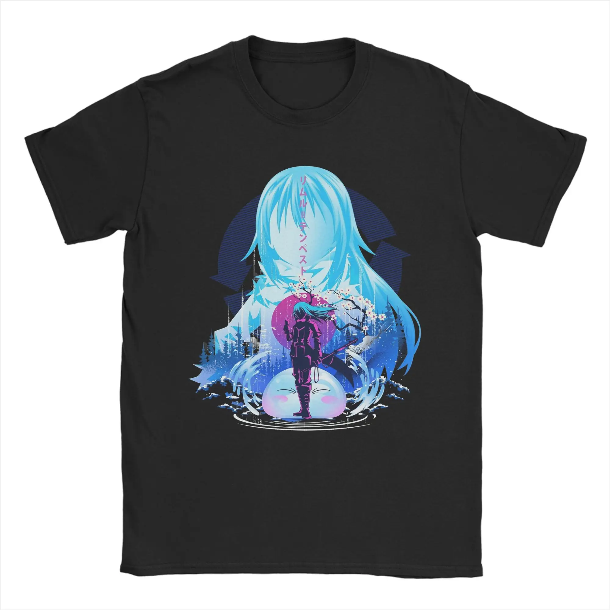 Novelty Tensei Shitara Slime T-Shirt Men Round Collar Pure Cotton T Shirt That Time I Got Reincarnated as a Slime Gift Clothes