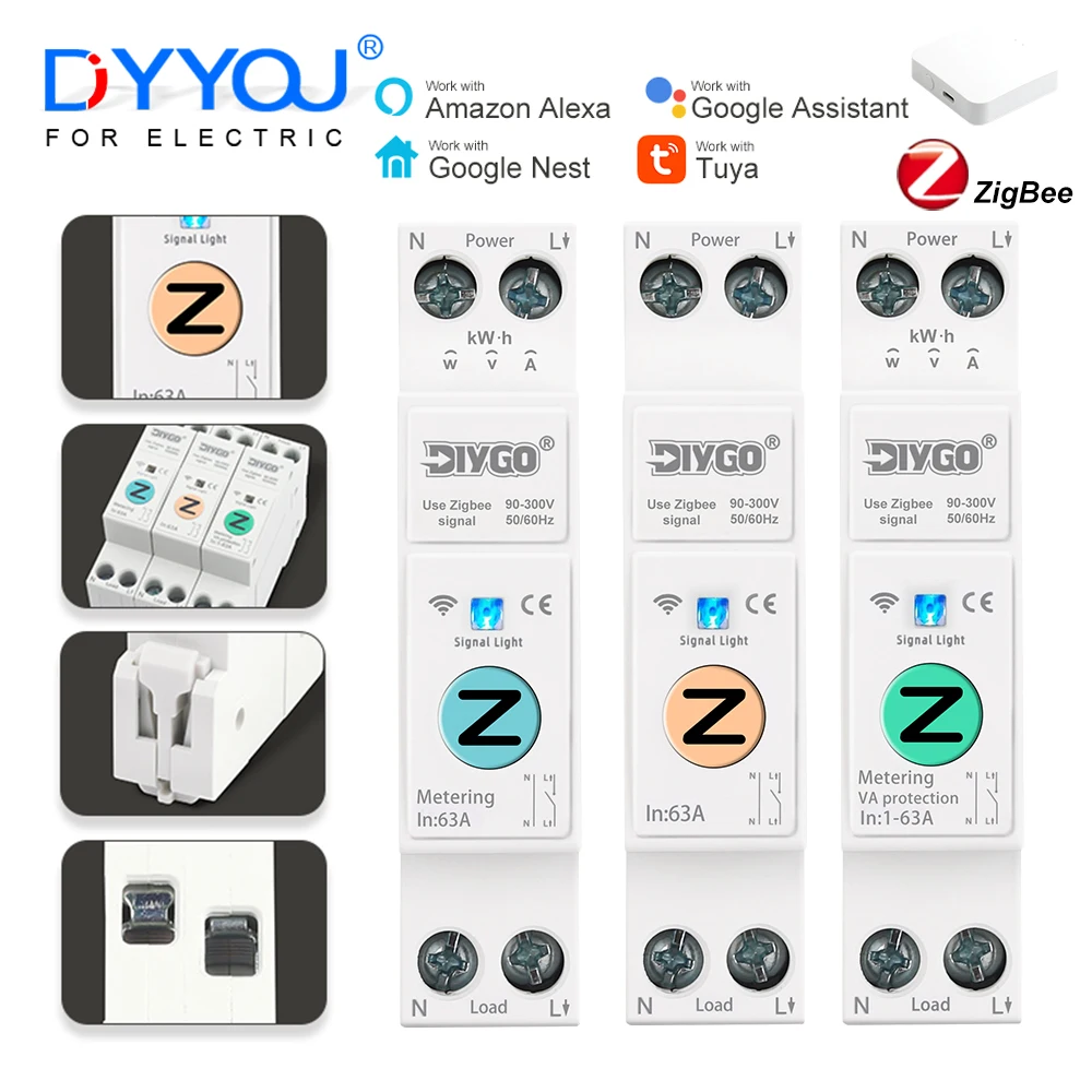 

ZigBee WIFI Smart Circuit Breaker DGB-63Z Wireless Remote Control Metering Monitoring Voltage Current Protector Home Smartlife