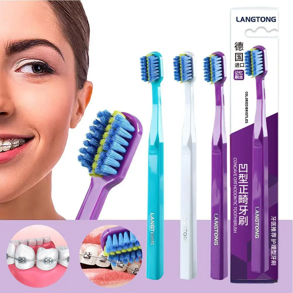 Escova de dentes ortodôntica profissional Escova interdental de cerdas macias Braces Brush for Adult Ferramenta de higiene oral, 1Pc