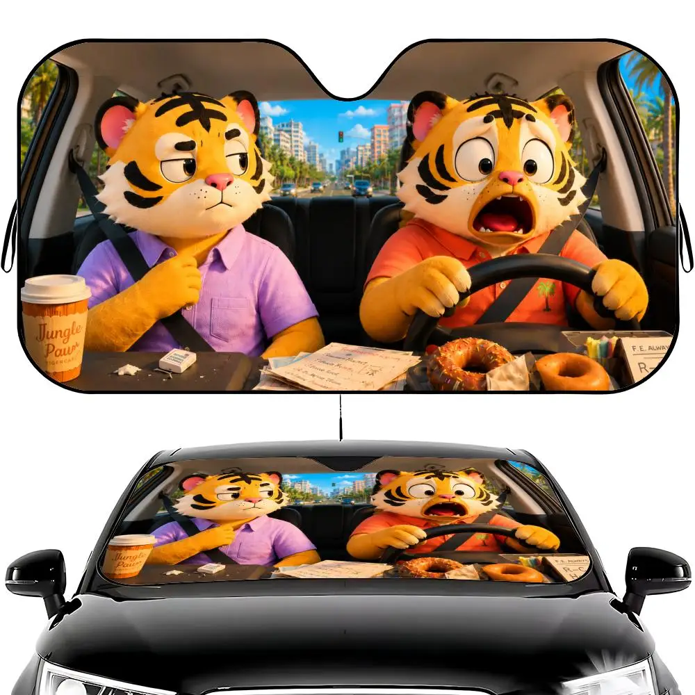 

animal Tiger Sun Visor Car Windshield Sun Visor - Foldable Universal Fit UV Block Heat Insulation Sunshade