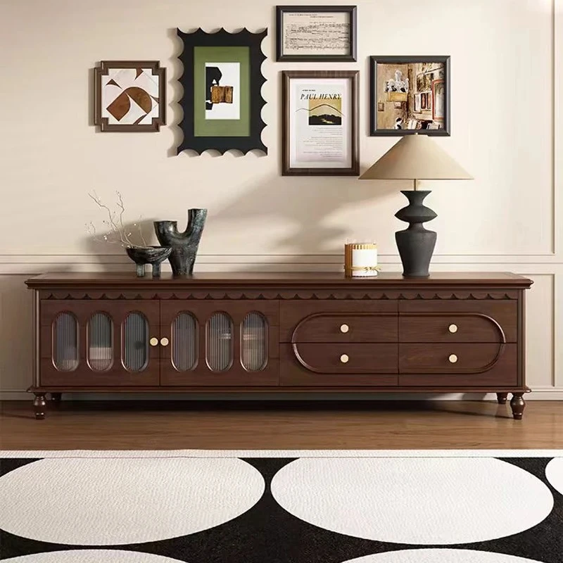 

light luxury solid wood living room TV cabinet coffee table combination simple medium and ancient style locker