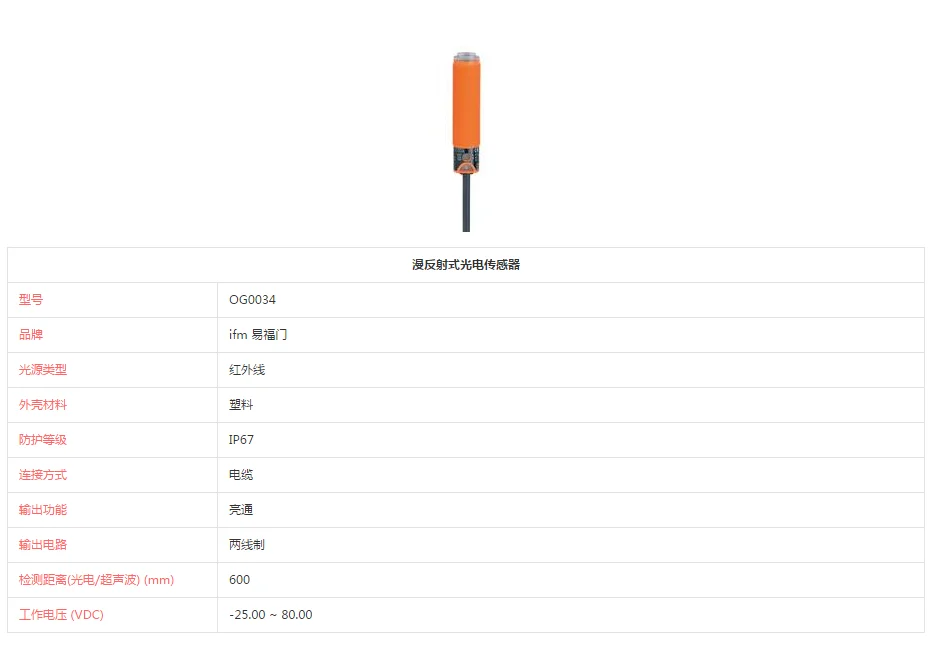 Diffuse reflection type photoelectric sensor OG0034
