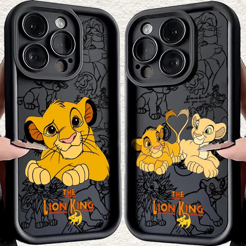 Disney Lion King Cute Simba For Apple iPhone 15 14 13 12 11 Mini XS XR X 8 7 Pro Max Plus Pro Soft Eye Ladder Phone Case Back