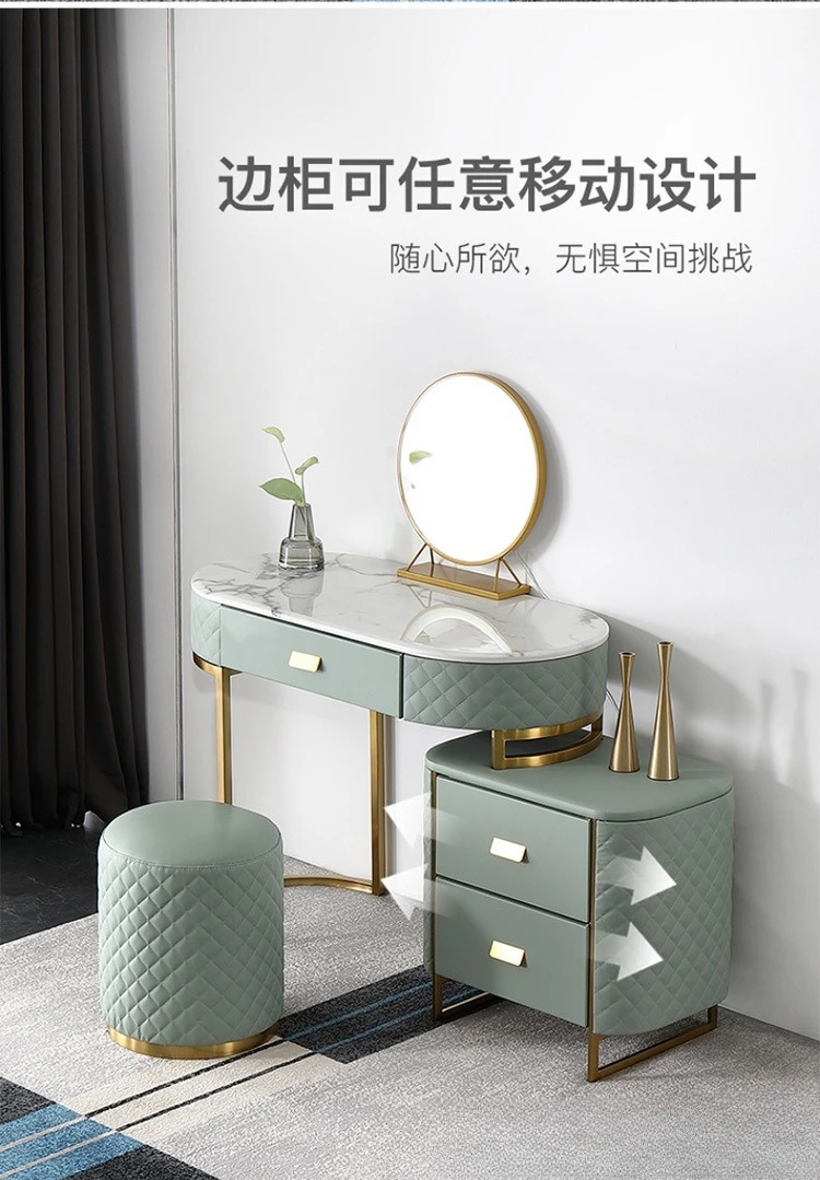 ドレッサー モダン シンプル 小さなアパート 収納一体型キャビネット 寝室 ランプ付き ミラー付き スツール付き