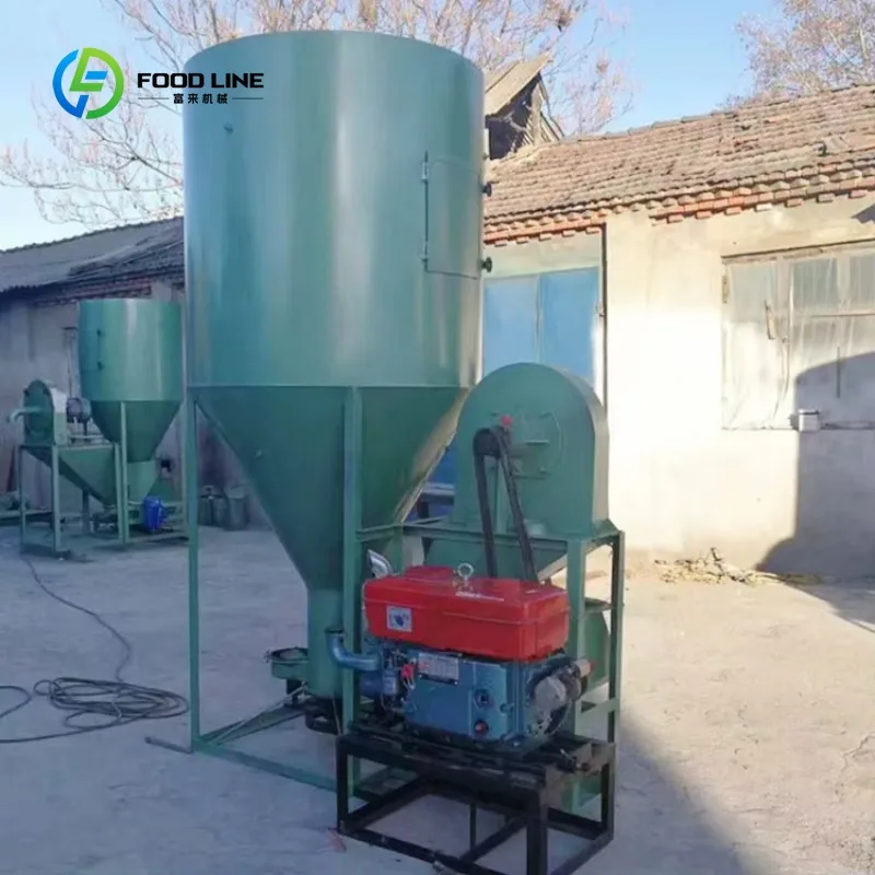 Customized 500kg/h Automatic Farm Feed Mixer and Grinder Machine Vertical Animal Feeds Mixing Machine